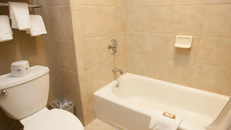 The bathroom in the Double Queen Sofa Suite (Balcony/Patio)